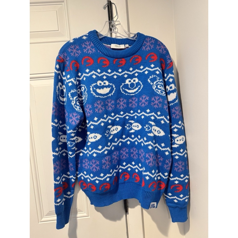 Roody Elmo Mark Rober Merry Giftmas Netflix Promo Sweater Adult M Sesame Street